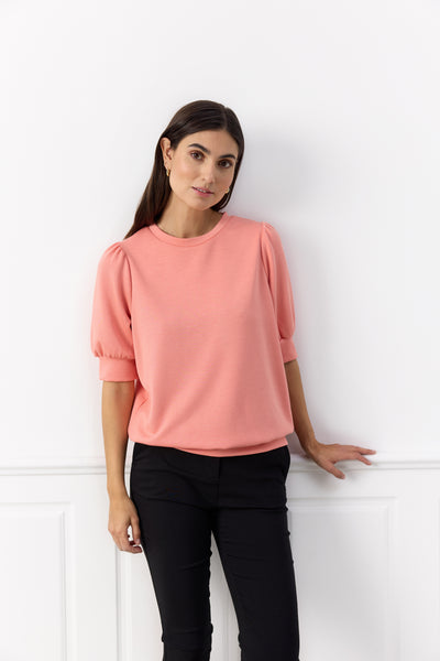 Banu Short Sleeve Sweater (Peachy Pink)