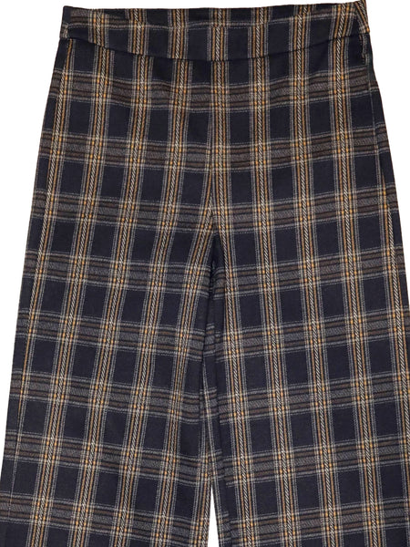 Kya Plaid Cuff Wide Leg Pant (Navy)