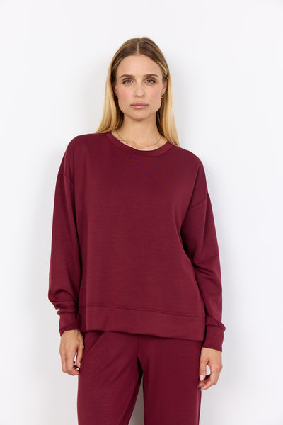 Banu Split Side Pullover Sweater (Dark Red)