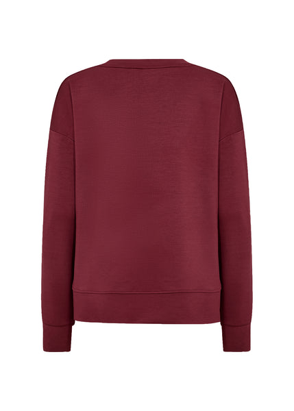 Banu Split Side Pullover Sweater (Dark Red)