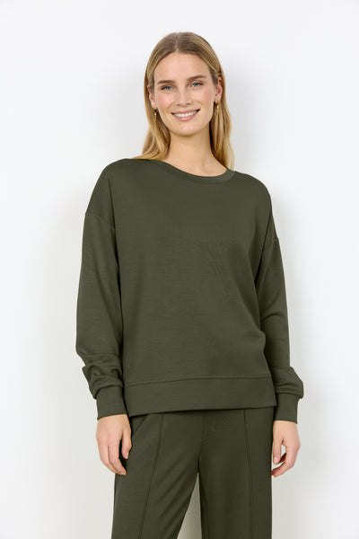 Banu Split Side Pullover Sweater (Forest Night)