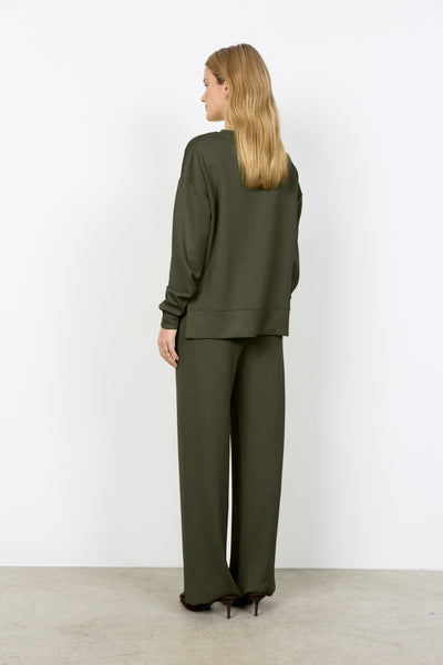 Banu Split Side Pullover Sweater (Forest Night)