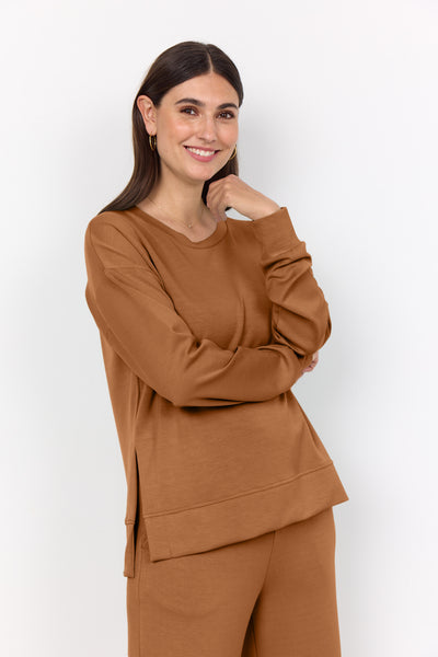 Banu Split Side Pullover Sweater (Toffee)