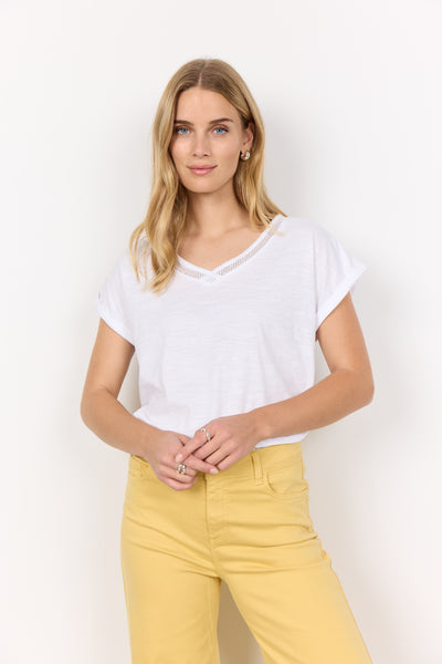 Babette Applique Short Sleeve Top (White)