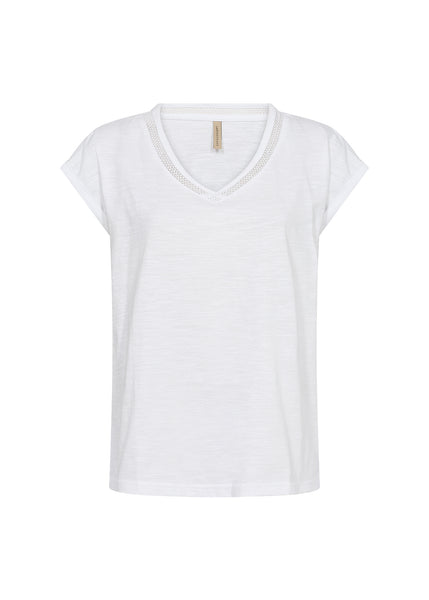 Babette Applique Short Sleeve Top (White)