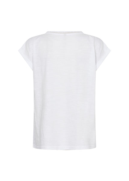 Babette Applique Short Sleeve Top (White)