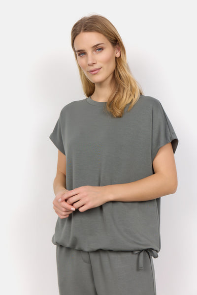 Banu Tie Waist Short Sleeve Top (Misty Green)