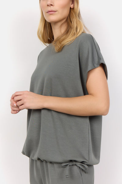 Banu Tie Waist Short Sleeve Top (Misty Green)