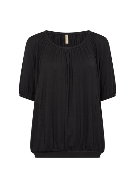 Claire 3/4 Sleeve Draped Top (Black)