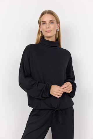 Banu High Neck Drawstring Sweater (Black)