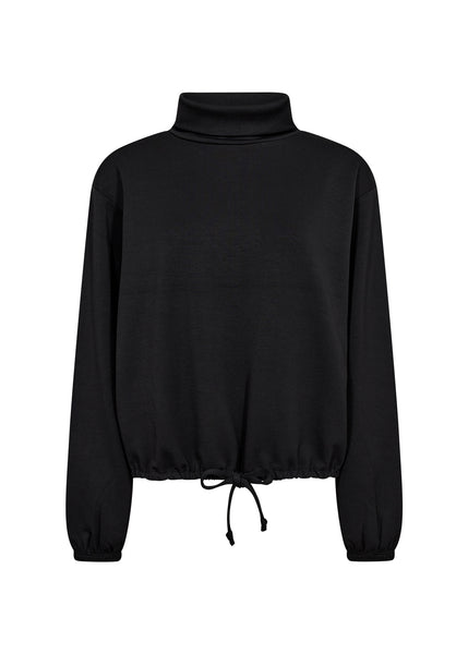 Banu High Neck Drawstring Sweater (Black)