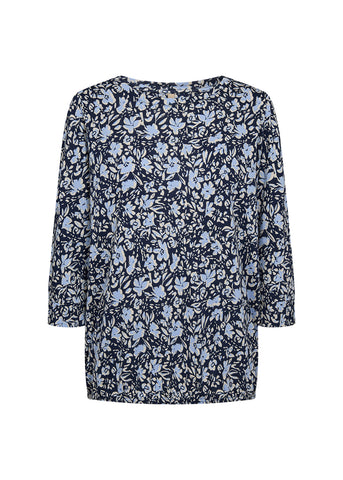 Felicity 3/4 Sleeve Patterned Top (Blue Floral)