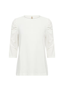 Orlain Cotton 3/4 Sleeve Top (Off White)