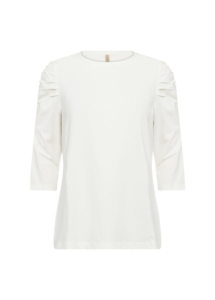Orlain Cotton 3/4 Sleeve Top (Off White)