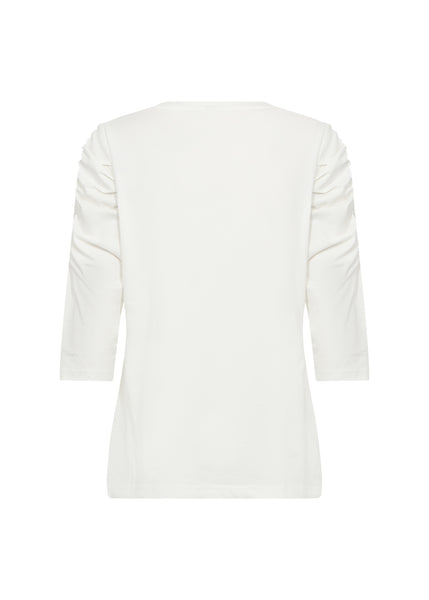Orlain Cotton 3/4 Sleeve Top (Off White)