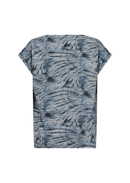 Galina Printed Short Sleeve Top (AIr Blue Combo)