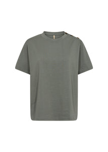 Pascale Button Accent Cotton Top (Misty Green)