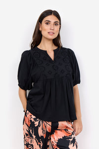Lori Organic Cotton Boho Top (Black)
