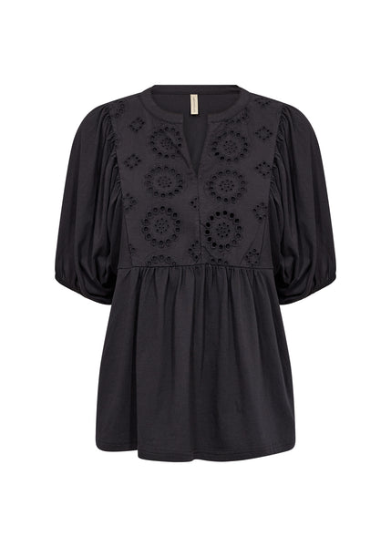 Lori Organic Cotton Boho Top (Black)