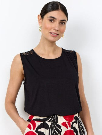 Marica Lace Back Tank (Black)