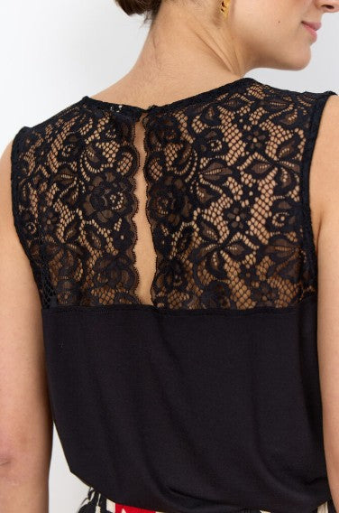 Marica Lace Back Tank (Black)
