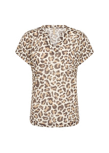Aretha Burnout V Neck Top (Animal Print)