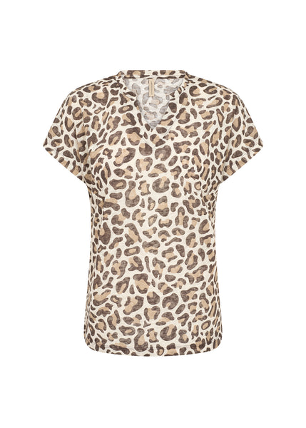 Aretha Burnout V Neck Top (Animal Print)