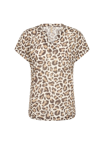 Aretha Burnout V Neck Top (Animal Print)