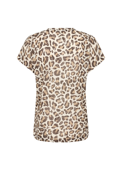 Aretha Burnout V Neck Top (Animal Print)