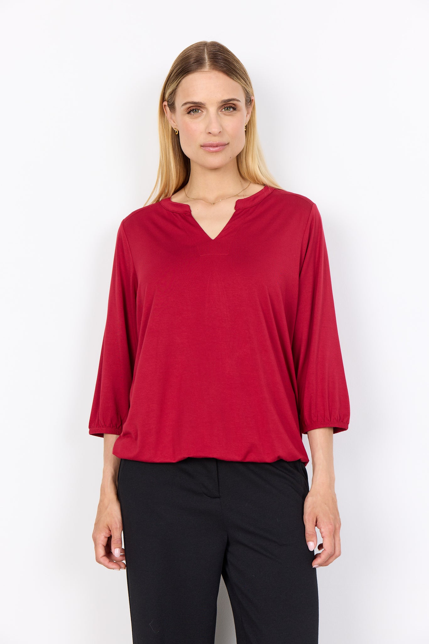 Nera Lyocell Long Sleeve Blouse (Red)