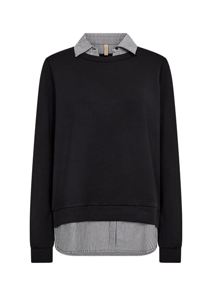 Banu Collar & Hem Pullover Sweater (Black)