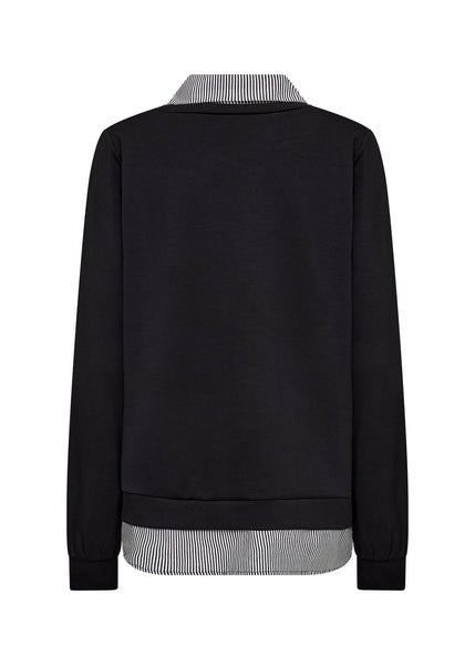 Banu Collar & Hem Pullover Sweater (Black)
