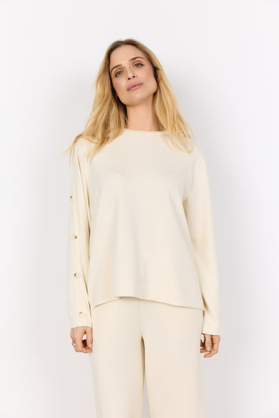 Banu Button Accent Pullover (Cream)