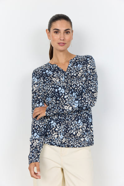 Felicity Cotton Blend Blouse (Navy Combi)
