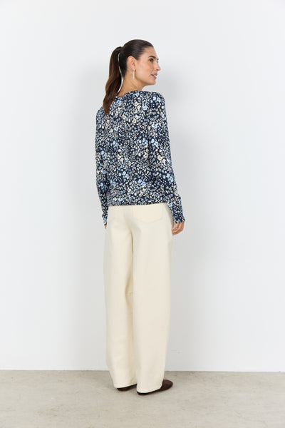 Felicity Cotton Blend Blouse (Navy Combi)
