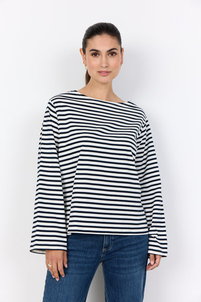 Bri Striped Cotton Top (Navy Stripe)