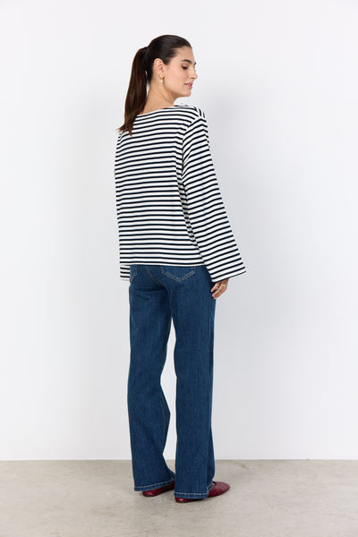 Bri Striped Cotton Top (Navy Stripe)