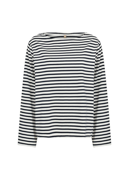 Bri Striped Cotton Top (Navy Stripe)