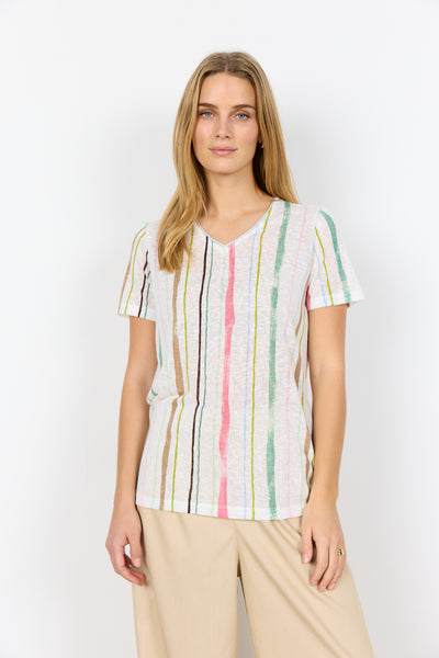 Aretha Burn Out Printed Top (Spruce Stripe)
