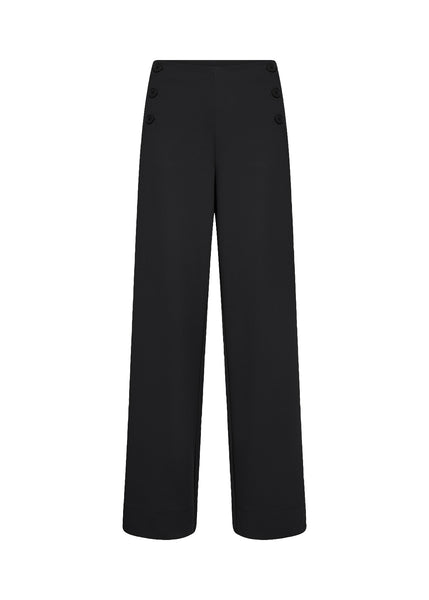 Siham Straight Button Accent Pant (Black)