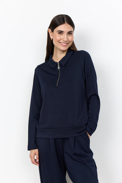 Banu Collar Zip Sweater (Navy)