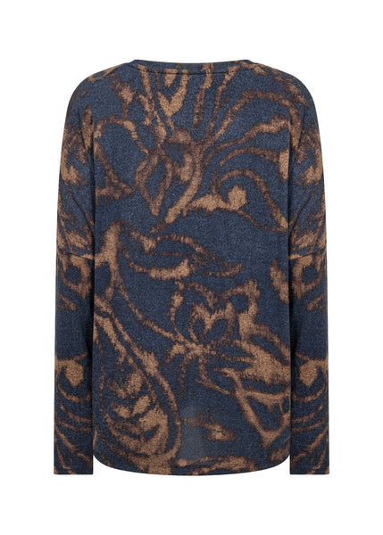 Biara Classic Printed Pullover (Navy Print)