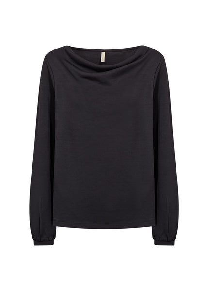 Banu Draped Neckline Top (Black)
