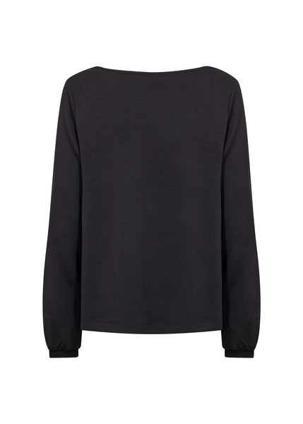 Banu Draped Neckline Top (Black)