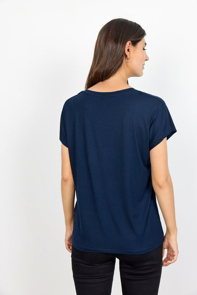 Debbie Soft V Neck T-Shirt (Navy)