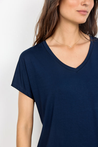 Debbie Soft V Neck T-Shirt (Navy)