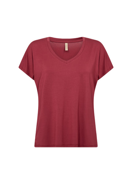 Debbie Soft V Neck T-Shirt (Dark Red)