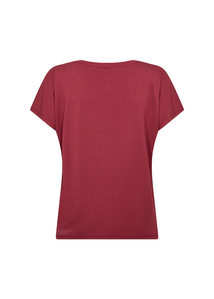 Debbie Soft V Neck T-Shirt (Dark Red)