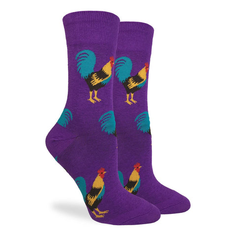Purple Rooster Good Luck Socks