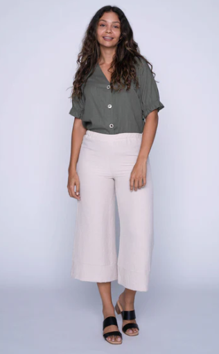 Rory Pull On Wide Leg Capri (Linen)